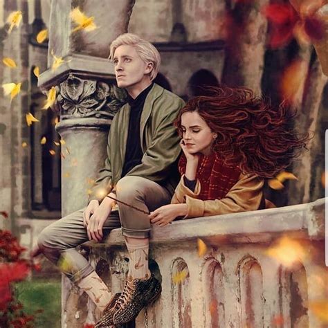 Her cheeks turned pink for a moment and she quickly looked away, expecting him to walk past her and head towards his. Found this cool painting of Hermione and Draco on ...