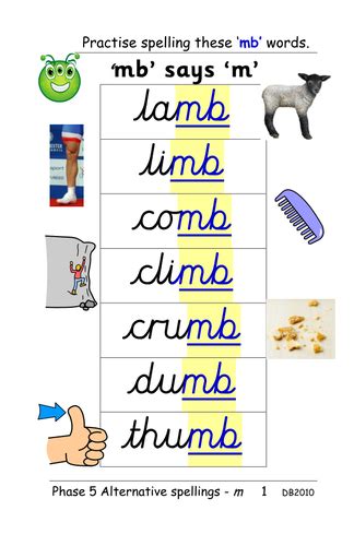 Phase 5 Alternative Spellings For M Comb Plumber Table Cards