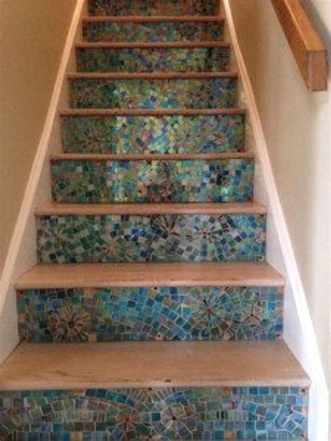 Iridescent Mosaic Stair Riser Art Etsy In 2020 Mosaic Stairs Stair