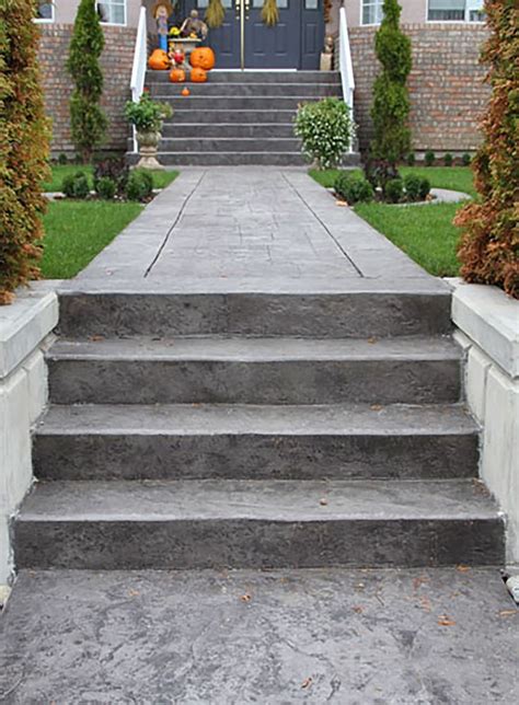 Stamped Concrete Stairs Front Door Steps Concrete Patio Concrete Stairs