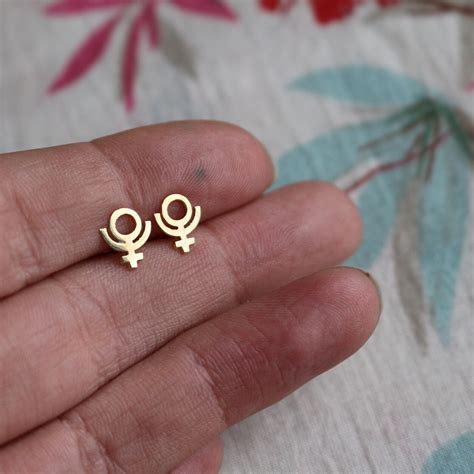 Sterling Silver Pluto Earrings Planet Symbol Studs Etsy