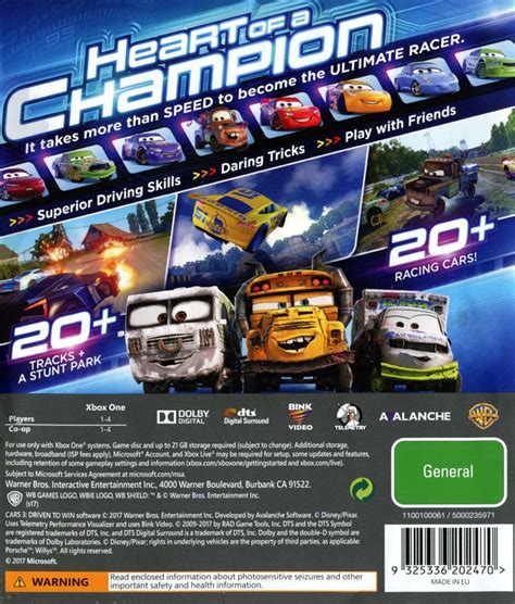 Disney•pixar Cars 3 Driven To Win 2017 Box Cover Art Mobygames
