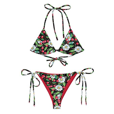 cherry daisy string bikini