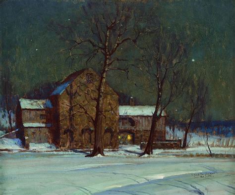 George William Sotter Barn On A Winter Night Mutualart