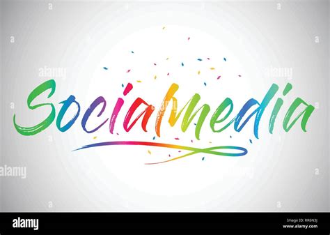 Socialmedia Creative Word Text With Handwritten Rainbow Vibrant Colors
