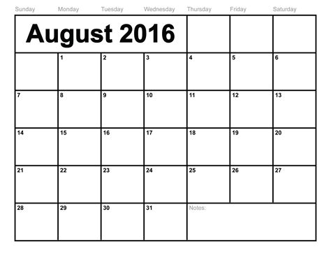 August Calendar 2016 Printable August 2016 Calendar Image 4567479
