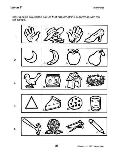 Thinking Skill Worksheets For Kindergarten With Images