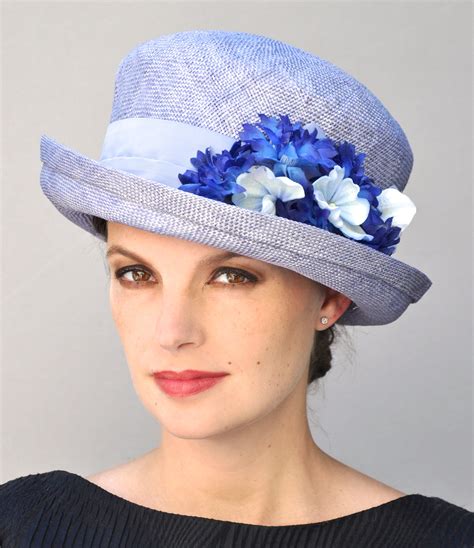 Womens Blue Hat Ladies Blue Hat Wedding Hat Tea Party Hat Garden