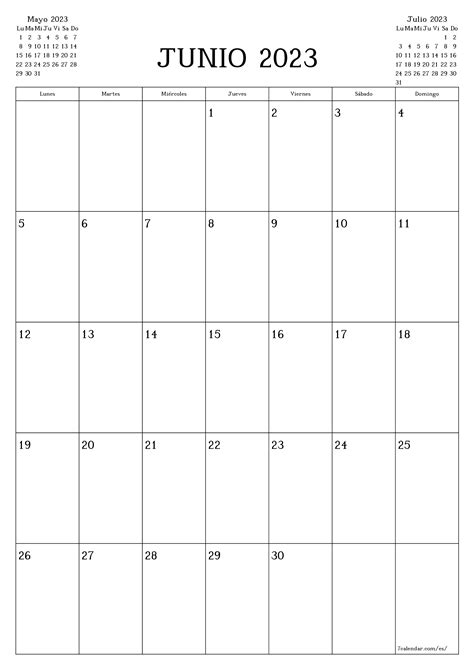 Calendarios Y Planificadores Imprimibles Para El Mes Junio 2023 A4 A3