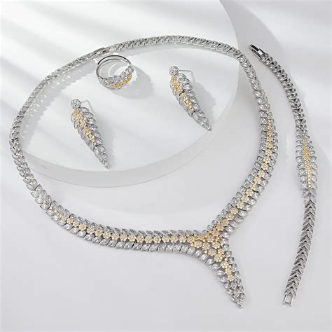 Wholesale Gold Plated Cubic Zirconia Piece Jewelry Set With No Risk