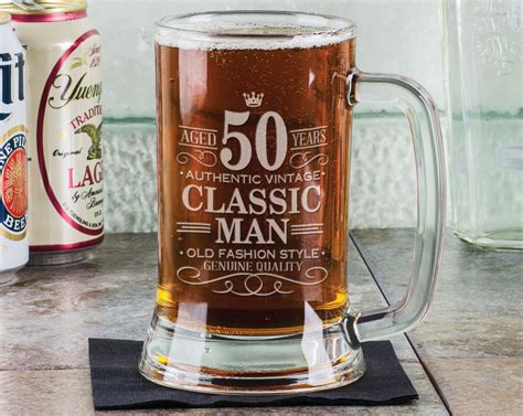 Choose from beer gifts, grilling tools, desk accessories, and apparel. 50th Birthday Classic Man 16Oz Beer Mug Stein Glass Engraved