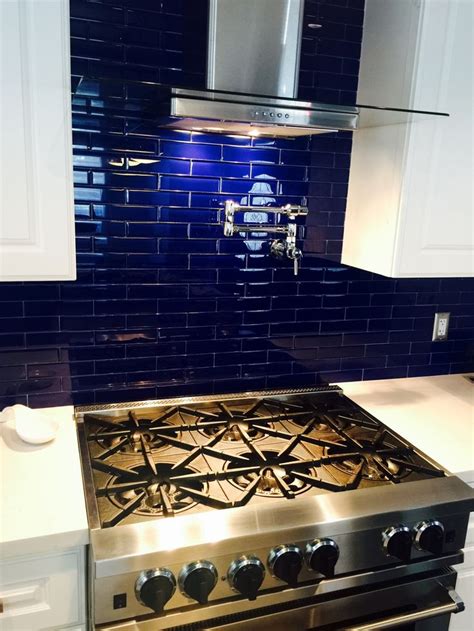 Loft Royal Blue 2x8 Polished Glass Tile | Blue kitchen decor, Blue