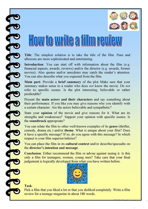 How To Write A Film Review English Esl Worksheets For Distance