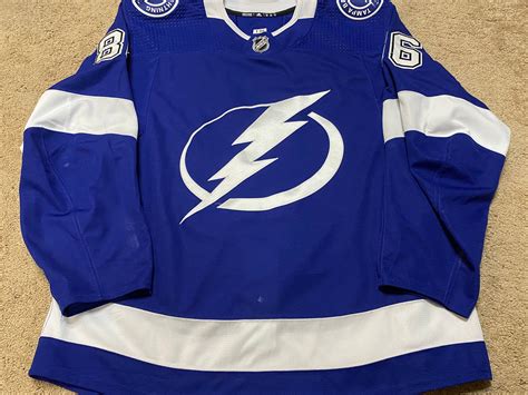 The best place to shop for authentic nhl fan gear jerseys. Nikita Kucherov 18'19 "MVP Season" Blue Tampa Bay Lightning Game Worn Jersey
