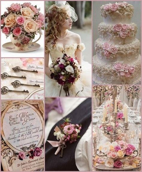 Wedding Collage With Pink And White Flowers