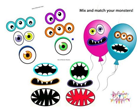 Monsters Eyes And Mouths For Balloons Birthdays Party Favors