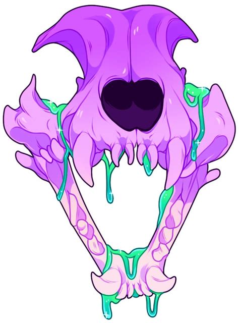 Gooey Cat Skull Sticker By Gloomyguts In 2020 With Images Cat