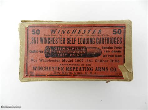 Collectible Ammo Box Of Winchester 351 Winchester Self Loading