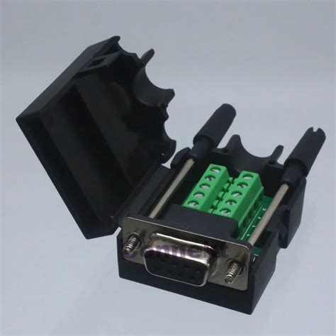 db9 female 9pin d sub connector solderless terminal pcb plastic cover screw black pc hardware