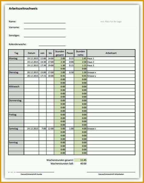 Am Beliebtesten Stundenzettel Datev Excel Werden Kostenlos Vorlagen