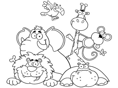 Dibujos animados para colorear – animales africanos, para niños pequeños.