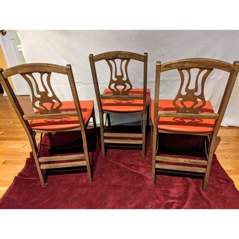 Stakmore Company Vintage Folding Chairs Set Of 3 Chairish
