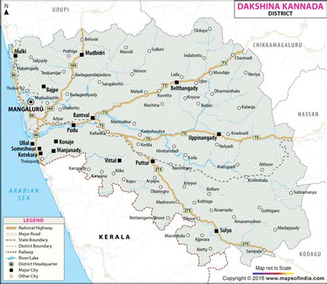 ___ satellite view and map of karnataka (कर्नाटक), india. Dakshin Kannada District Map