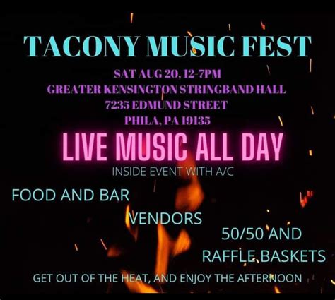 Aug 20 Tacony Music Festival Vendor And Food Festival Philadelphia Pa Patch