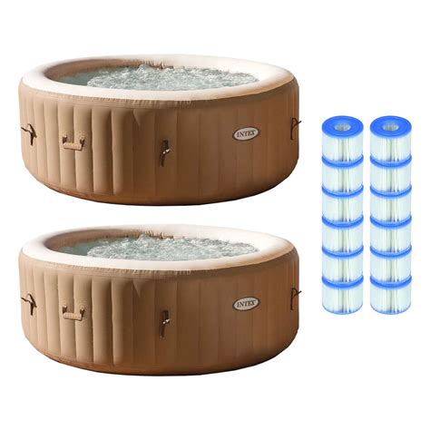 Intex Purespa 4 Person Inflatable Hot Tub 2 Pack And S1 Filters 12 Filters