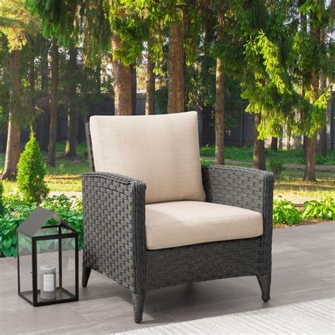 Patio furniture wicker bistro set dining setting 3pc table chairs outdoor garden. Shop Parkview Wide Rattan Wicker Patio Chair, Charcoal ...