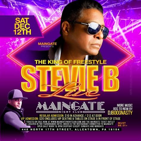 stevie b the king of freestyle live at maingate tickeri concert tickets latin tickets