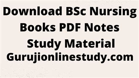 Bsc Nursing Books Pdf Notes Study Material Download