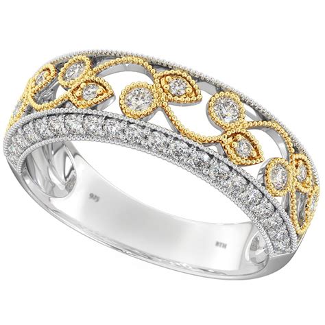 Art Deco Floral Filigree Gold And 925 Sterling Silver Ladies Ring