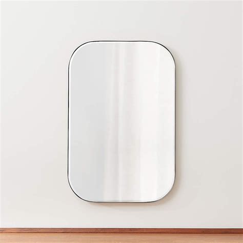 Edge Silver Rounded Rectangle Mirror Reviews Crate And Barrel Rectangle Mirror Minimalist
