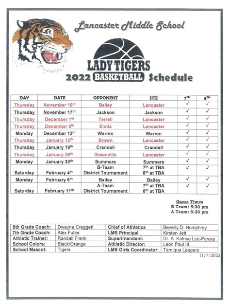 Lancaster Tigers Athletics Schedules Lancaster Independent School