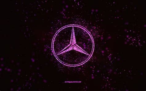 Indir Duvar Kağıdı Mercedes Parıltılı Logo 4k Siyah Arka Plan