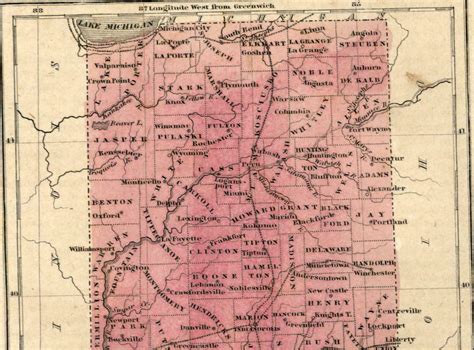 Indiana Counties Towns Roads Indianapolis 1856 Boynton Small Old Hand