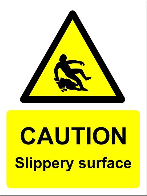 Caution Slippery Surface Sign Self Adhesive Sticker 300mm X 200mm Uk Office Products