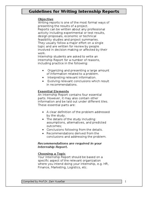 The internship report is drafted by an internee providing an. Guidelines How to Write an Internship Report | Internship ...