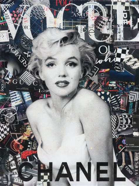 jim hudek glitter vogue black and white pop art resin collage portrait of marilyn monroe
