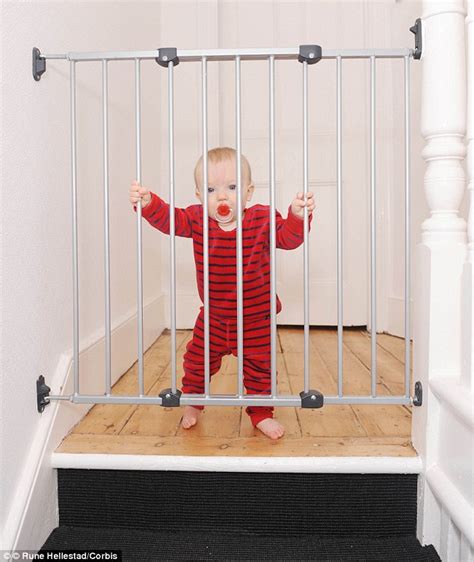 Once a child is mobile, it is time to childproof the house.this can be a daunting task, since babies can get into trouble in so many places, from drawers to bathrooms.the stairs are an important area to. Baby safety gates aren't always safe, study finds | Daily ...