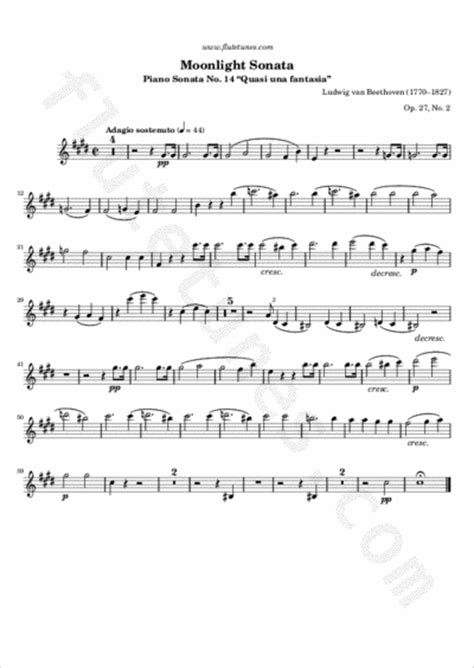 The piano notes are like sheet music but much more concise and intuitive. Moonlight Sonata (L. van Beethoven) - Free Flute Sheet Music | flutetunes.com