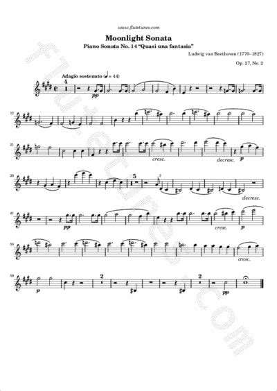 The piano notes are like sheet music but much more concise and intuitive. Moonlight Sonata (L. van Beethoven) - Free Flute Sheet Music | flutetunes.com