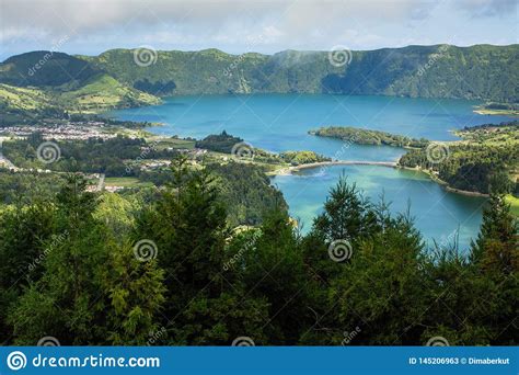 Lakes In Sete Cidades Volcanic Craters On San Miguel Island Azores
