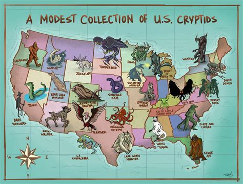 Us Cryptid Map Etsy