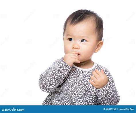 Asia Baby Girl Suck Finger Into Mouth Stock Image Image Of Babe Cute