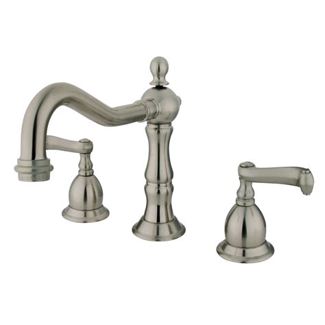 Traditional Two Handle 3 Hole Deck Mounted Widespread Bathroom Faucet With Brass Pop Up With 4