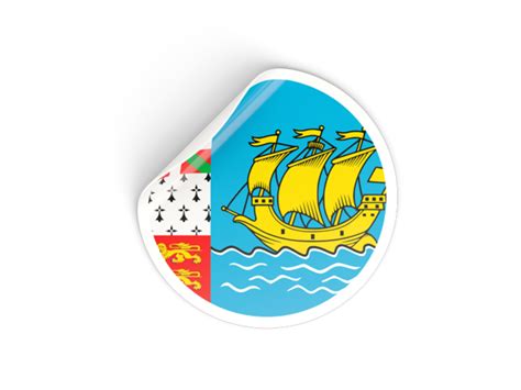 Ici nous partageons vos meilleurs clichés de l'archipel. Round sticker. Illustration of flag of Saint Pierre and Miquelon
