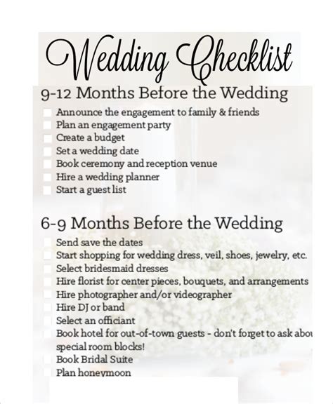 18 Wedding Checklist Templates Free Pdf Doc Format Download