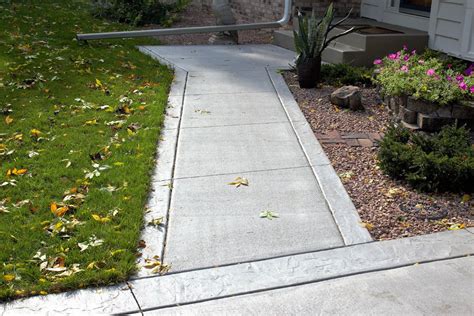 Concrete Walkway Sidewalk With Gray Seamless Stamped Concrete And